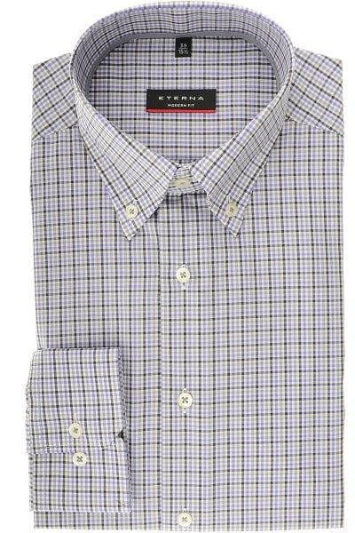 Eterna Hemd - Modern Fit - flieder/oliv/weiß, Kariert