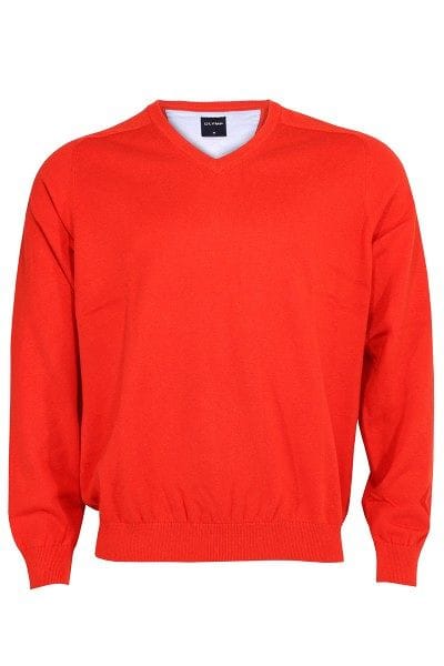 Olymp Strickpullover V-Ausschnitt Pullover - orangerot