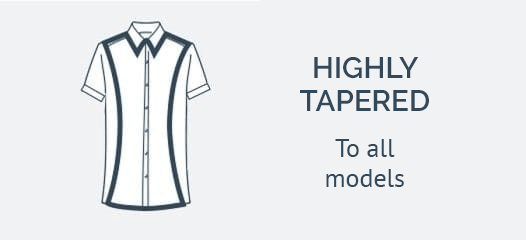 White short sleeve shirts highly tapered