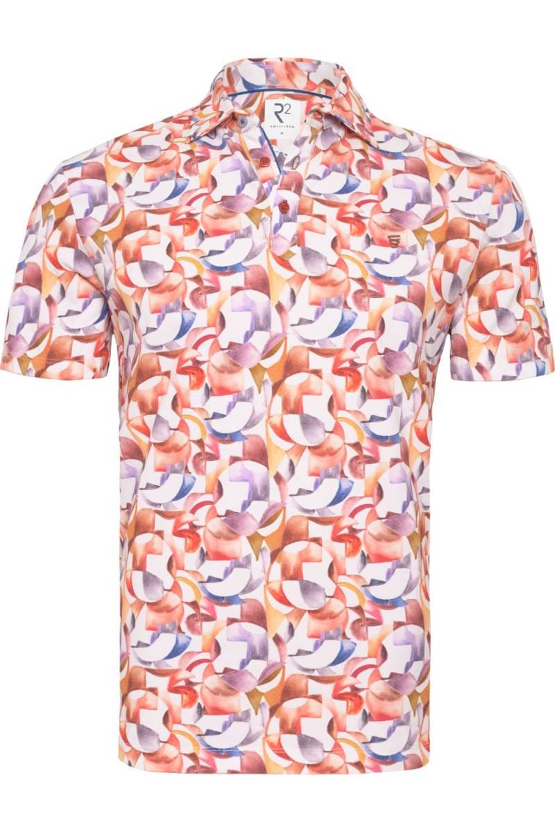R2 Amsterdam Modern Fit polo shirt red/blue/yellow, Patterned