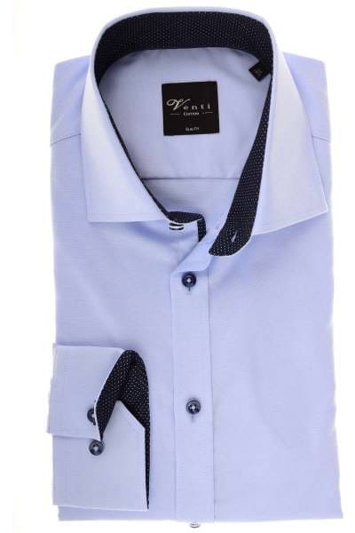 Venti Slim Fit Hemd hellblau/silber, Strukturiert