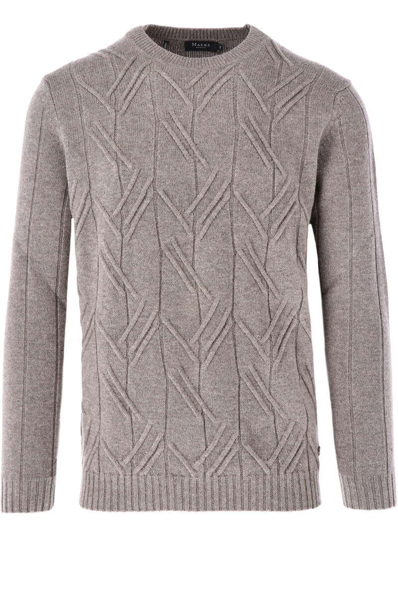 MAERZ Modern Fit Pullover V-Ausschnitt braun, strukturiert 50 MAERZ Modern Fit Pullover V-Ausschnitt braun, strukturiert 50