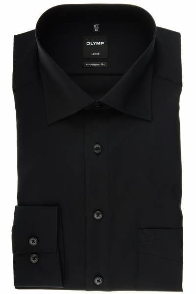 Olymp Luxor Modern Fit Hemd schwarz, Einfarbig
