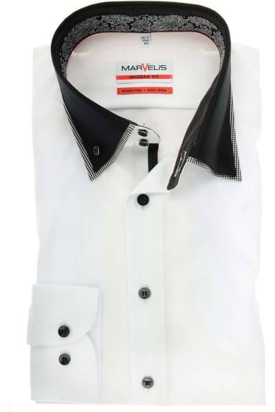 Marvelis Modern Fit Hemd weiss, Einfarbig