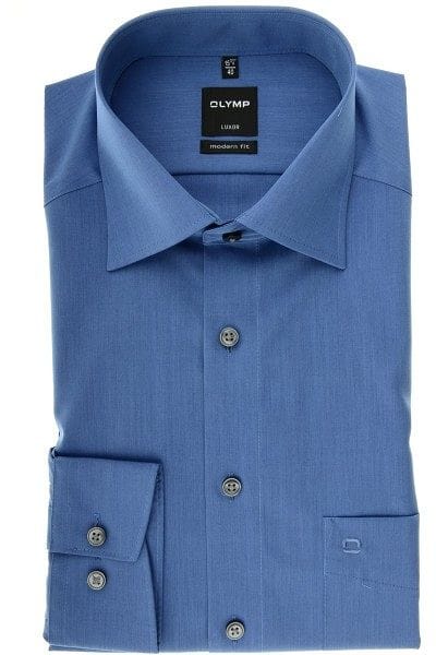 Olymp Hemd - Modern Fit - saphierblau, Einfarbig