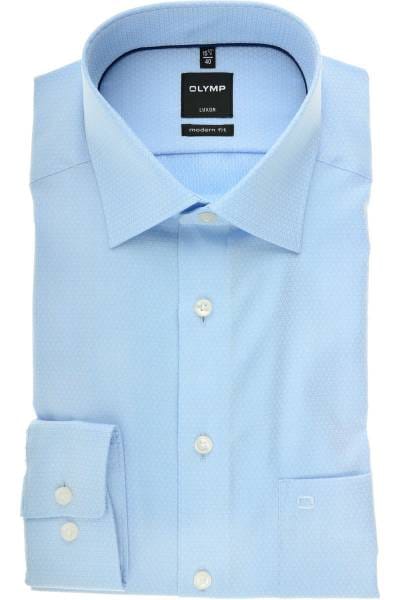 OLYMP Luxor Modern Fit Hemd bleu, Faux-uni