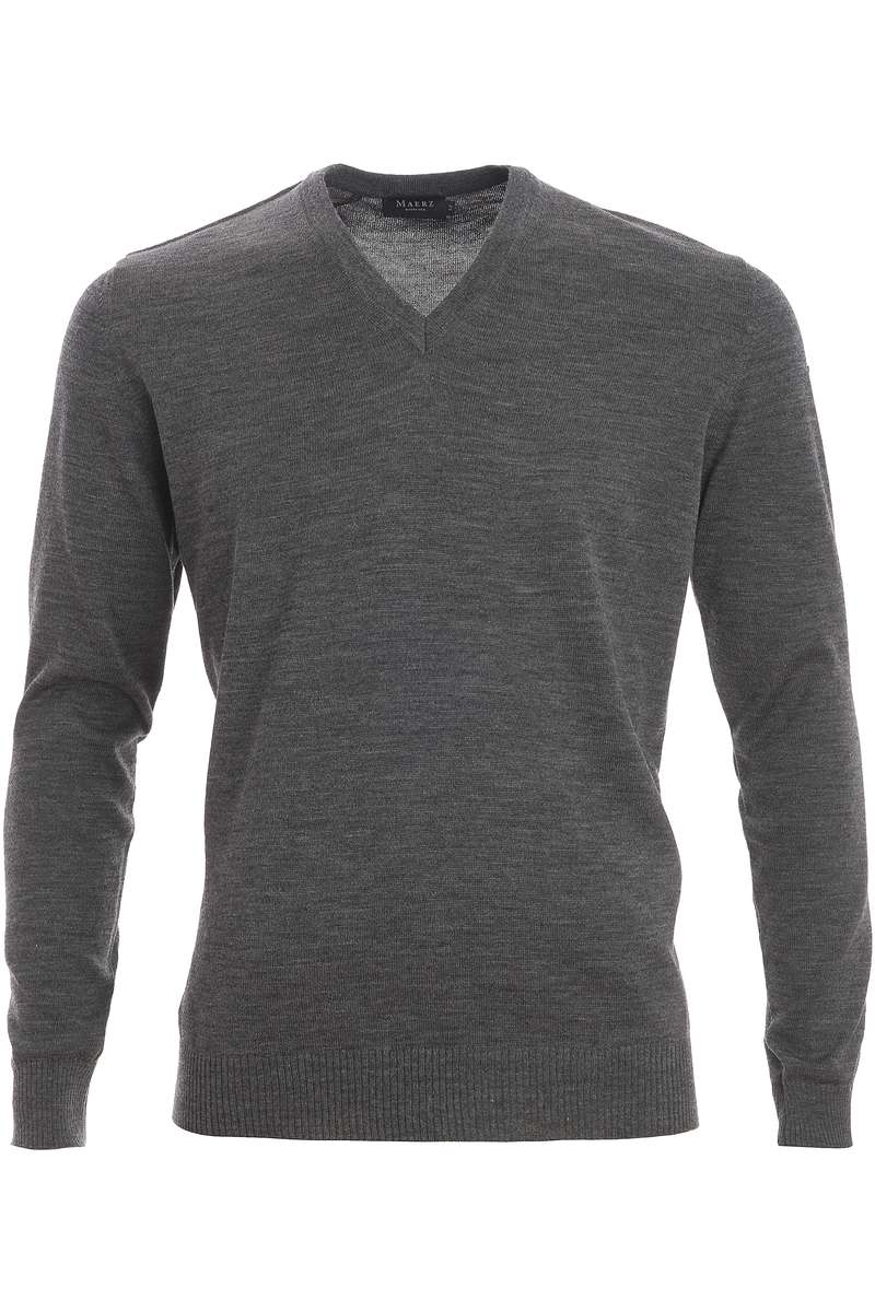 MAERZ Strickpullover Classic Fit V-Ausschnitt dunkelgrau, einfarbig 52 MAERZ Strickpullover Classic Fit V-Ausschnitt dunkelgrau, einfarbig 52