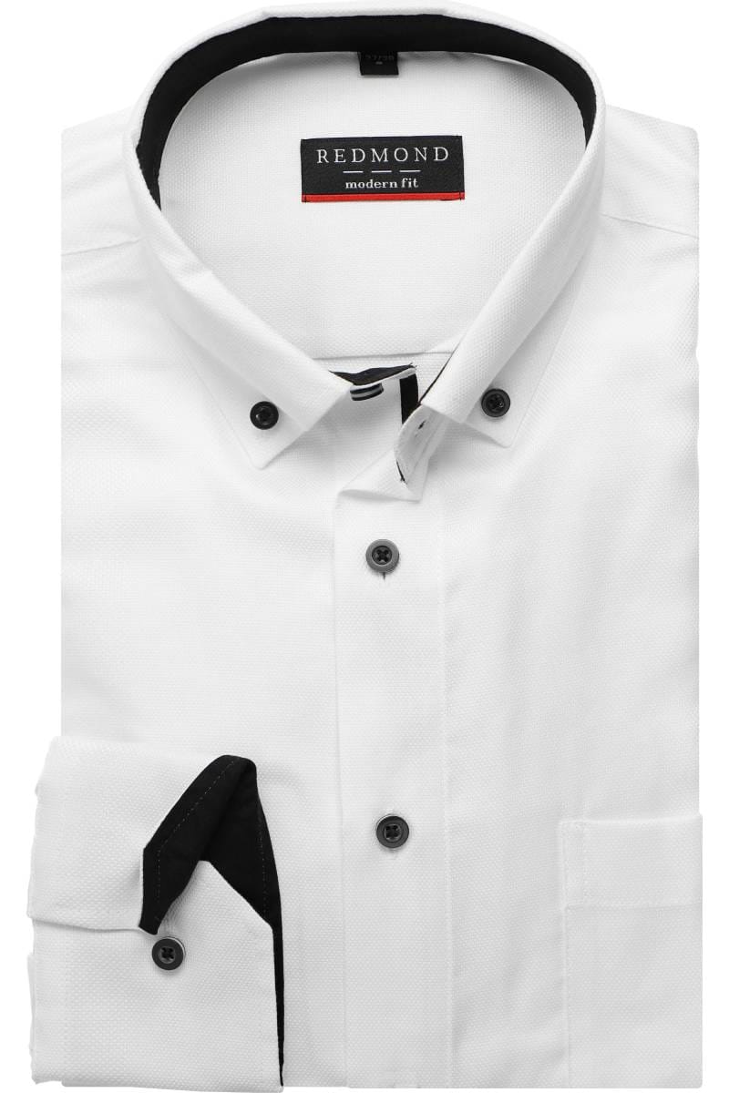Redmond Modern Fit shirt white, faux-uni | Businesshemden.com