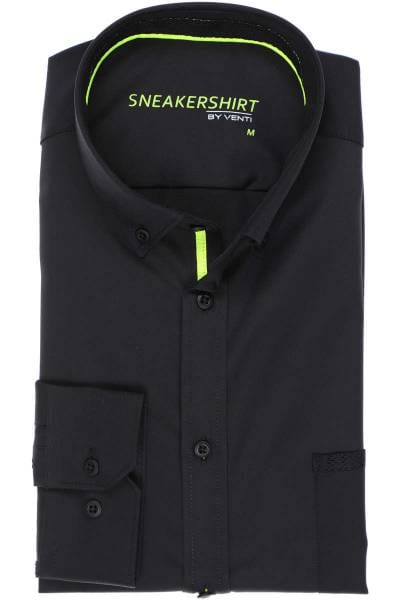 Venti Hemd - Modern Fit - schwarz, Einfarbig