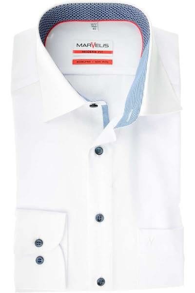 Marvelis Modern Fit Hemd weiss, Einfarbig