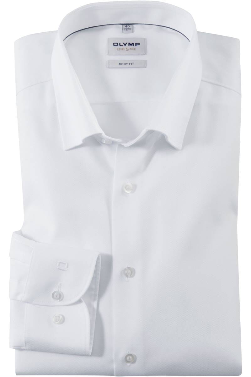 Olymp Level Five Body Fit shirt white, faux-uni | Businesshemden.com Olymp Level Five Body Fit shirt white, faux-uni | Businesshemden.com