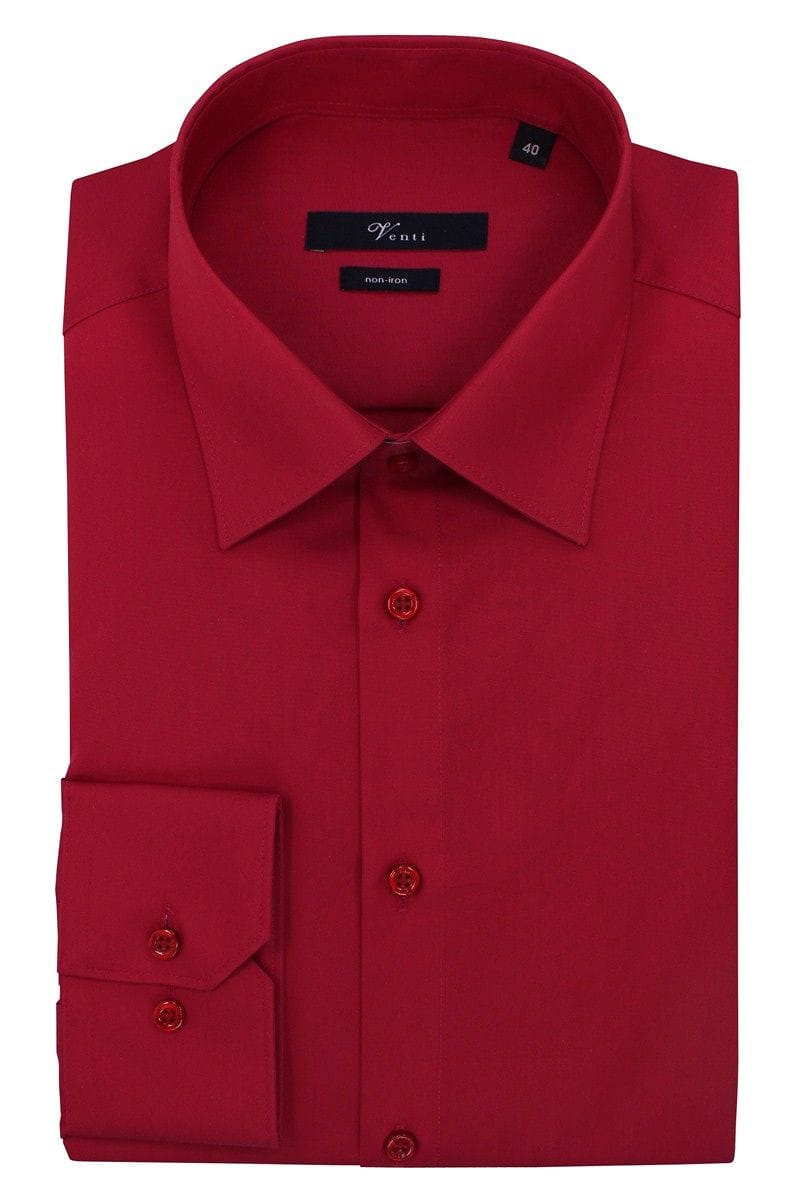 Venti Hemd - Slim Fit - rot, Einfarbig