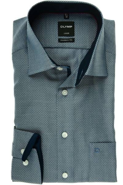 Olymp Luxor Modern Fit Hemd marine, Gemustert