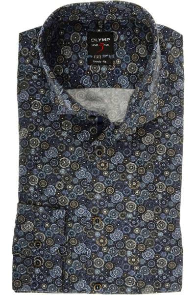 Olymp Level Five Body Fit Hemd blau/grau, Paisley