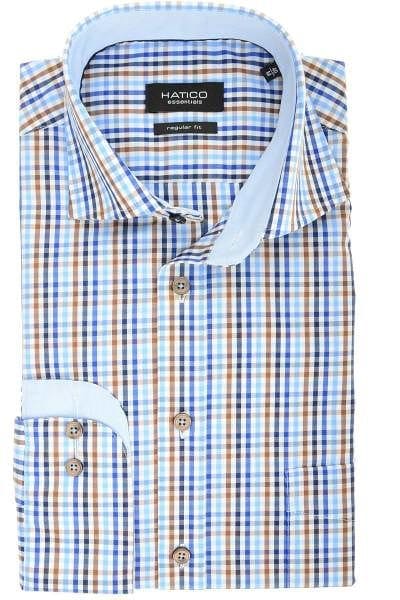 Hatico Regular Fit Hemd mittelblau, Kariert