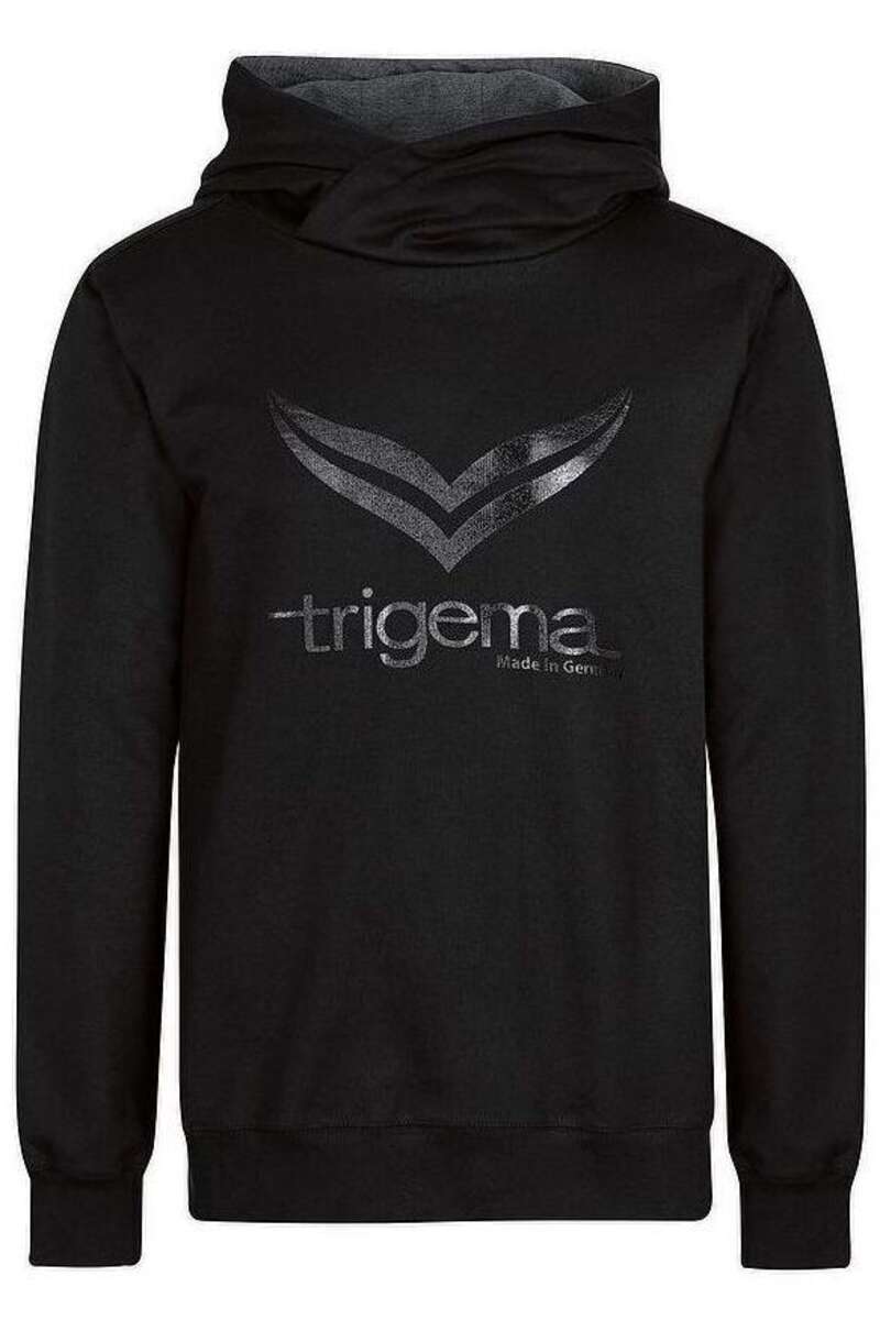 TRIGEMA Slim Fit Kapuzen Sweatshirt schwarz, bedruckt M TRIGEMA Slim Fit Kapuzen Sweatshirt schwarz, bedruckt M