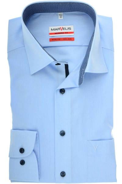 Marvelis Modern Fit Hemd bleu, Einfarbig