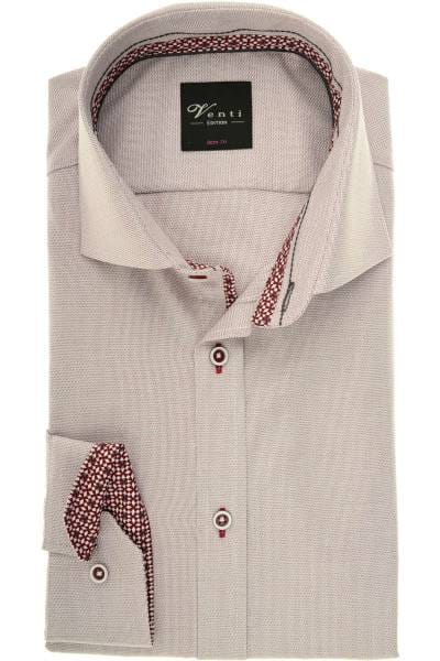Venti Body Fit Hemd bordeaux/weiss, Strukturiert