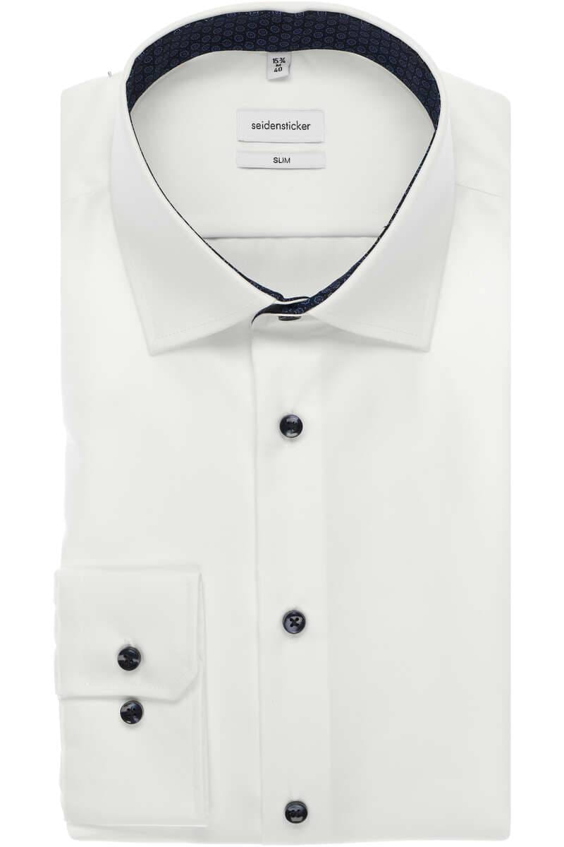 Hochwertiges Seidensticker Slim Fit Hemd In Der Farbe Weiss Einfarbig Der Armeltyp Ist Langarm 67 5cm Das Hemd Ist Bugelfrei Und Ist Ohne Brusttasche Der Stoff Ist Ein Feines Popeline Gewebe Aus 100