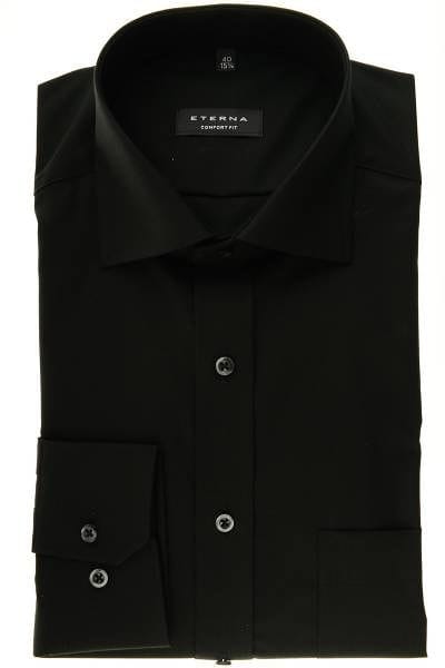 Eterna Hemd - Comfort Fit - schwarz, Einfarbig