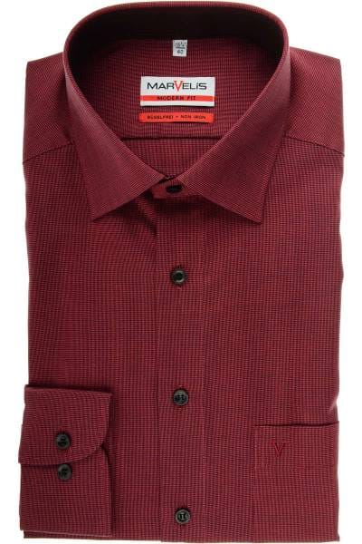 Marvelis Modern Fit Hemd chianti, Faux-Uni