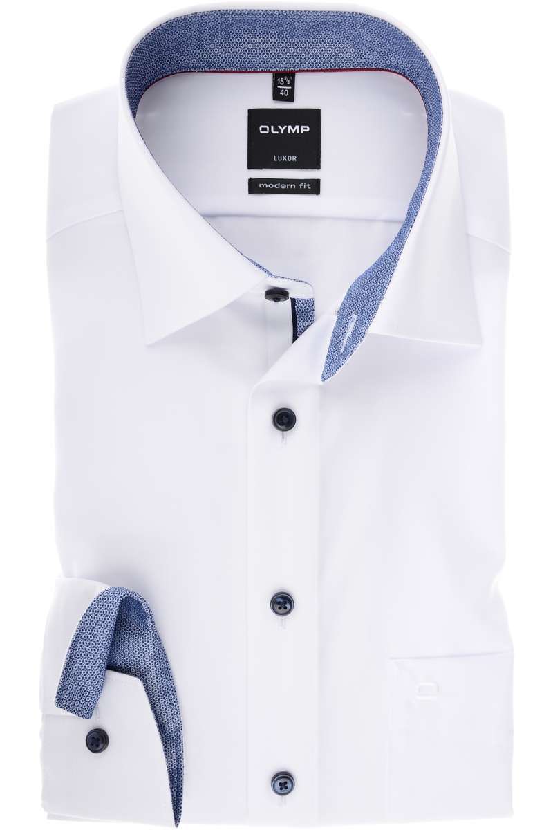 Olymp Luxor Modern Fit Hemd weiss, Einfarbig Olymp Luxor Modern Fit Hemd weiss, Einfarbig