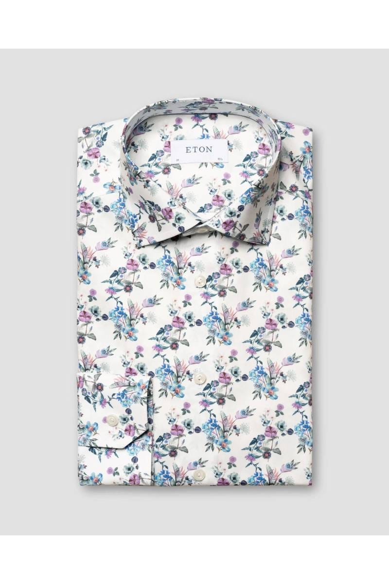 Eton Contemporary Fit shirt blue, Flowers | Businesshemden.com