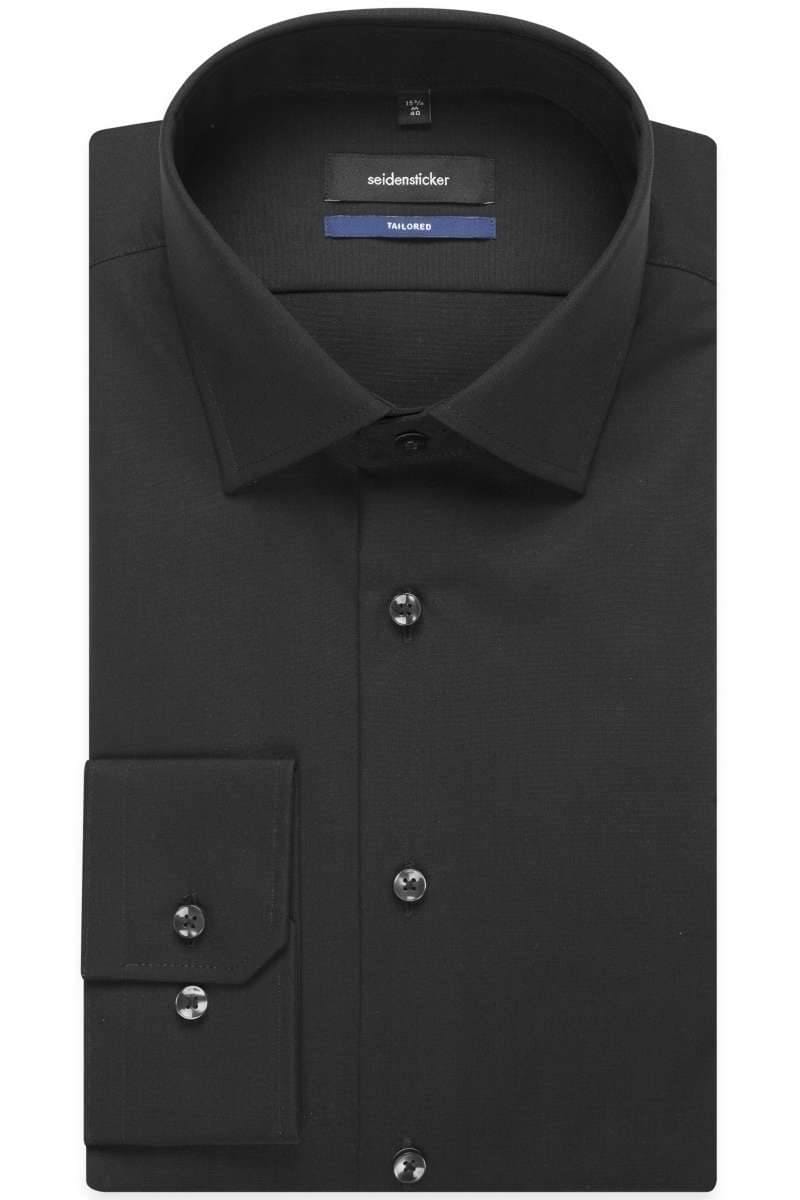 Seidensticker Hemd - Tailored - schwarz, Einfarbig