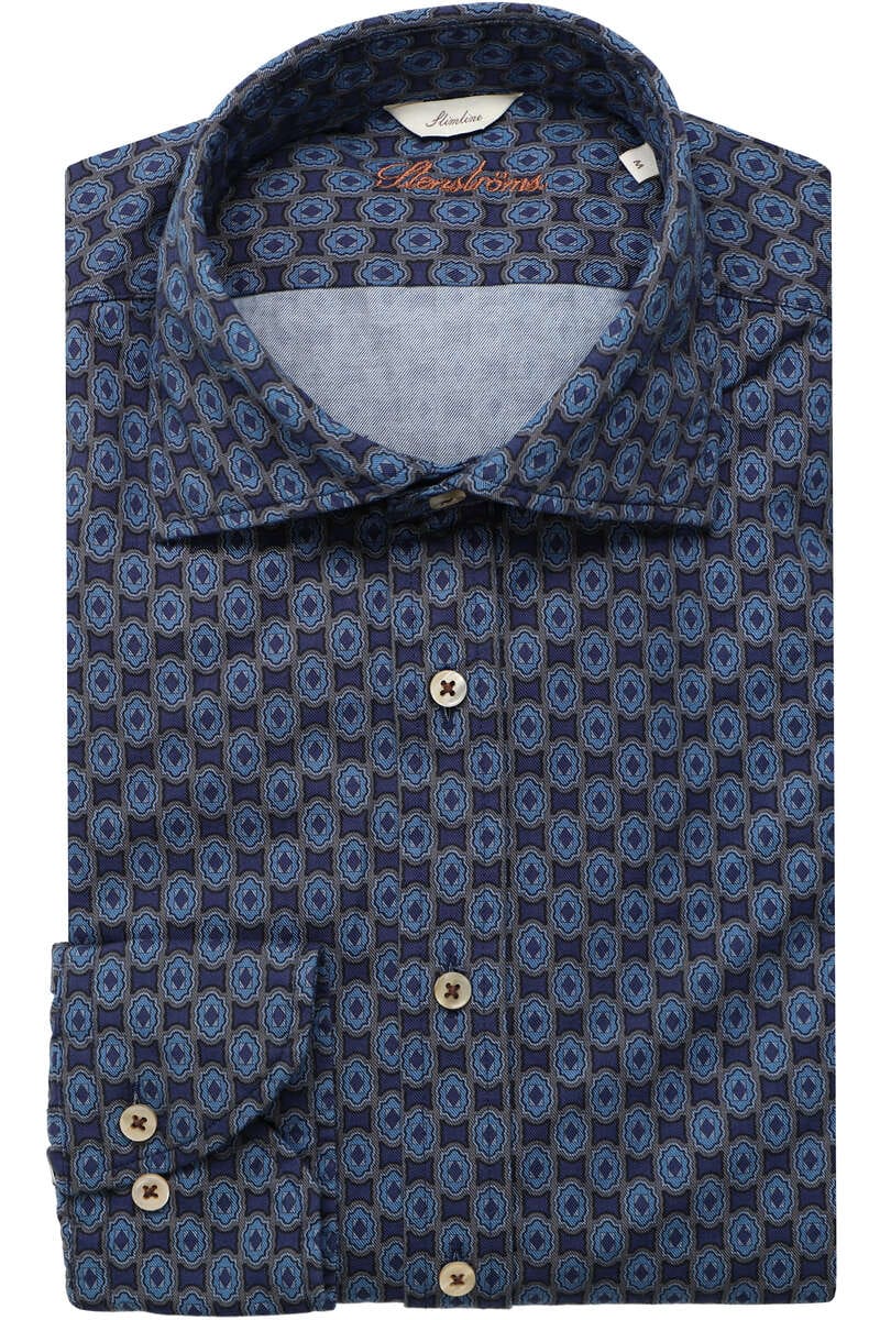 Stenströms Slimline Hemd navy/blau, Gemustert M Stenströms Slimline Hemd navy/blau, Gemustert M