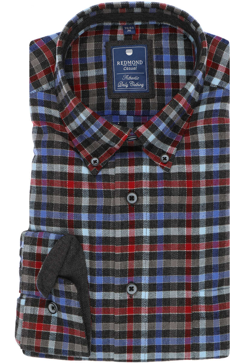 Redmond Regular Fit Hemd grau, Kariert S Redmond Regular Fit Hemd grau, Kariert S