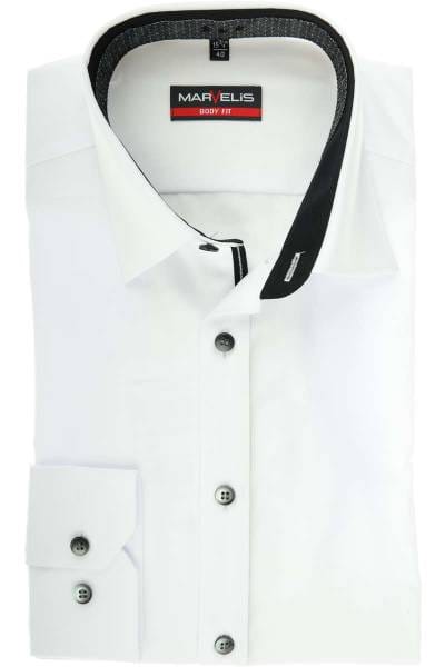 Marvelis Body Fit Hemd weiss, Einfarbig