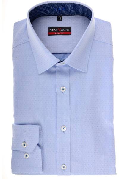 Marvelis Body Fit Hemd bleu/blau, Gemustert