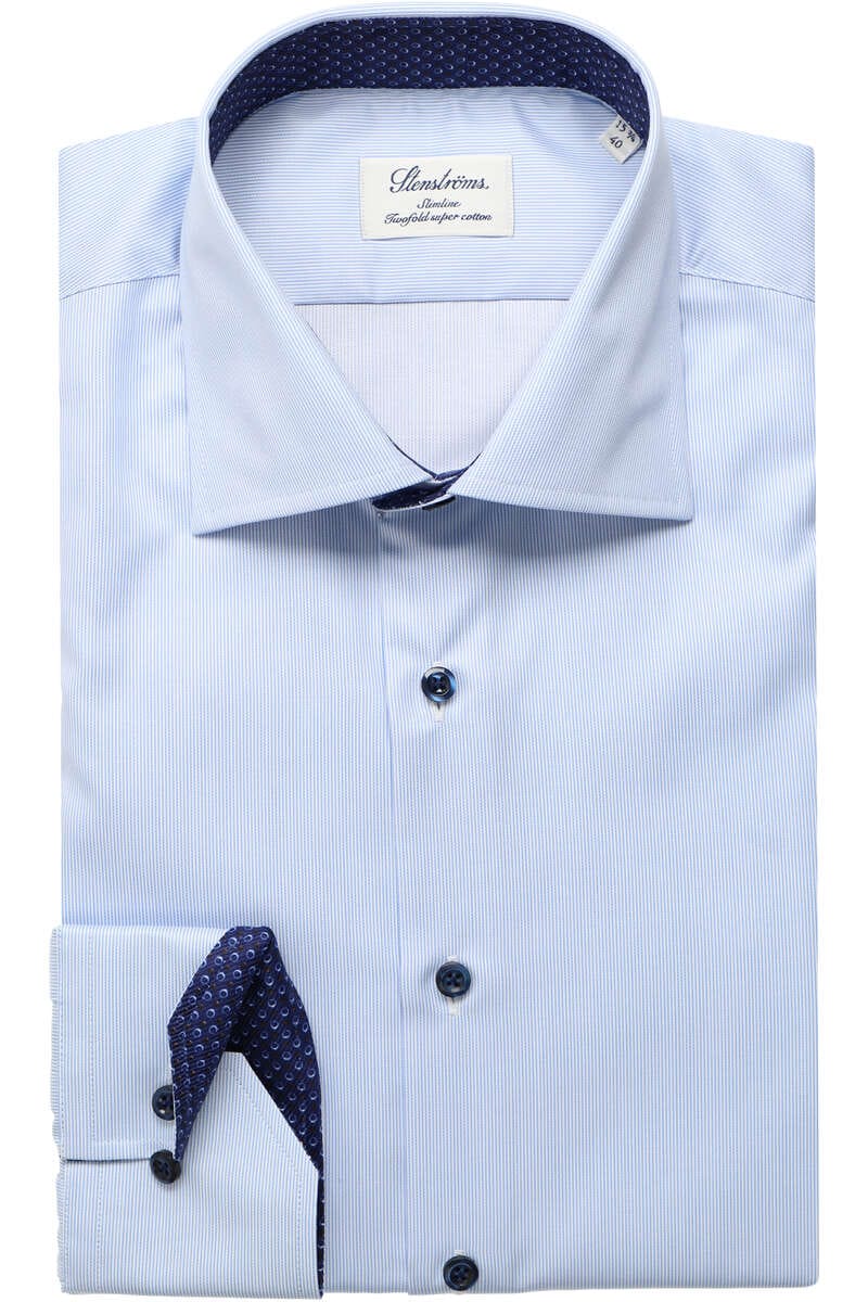 Stenströms Slimline Hemd blau/weiss, Feinstreifen 40 - M Stenströms Slimline Hemd blau/weiss, Feinstreifen 40 - M