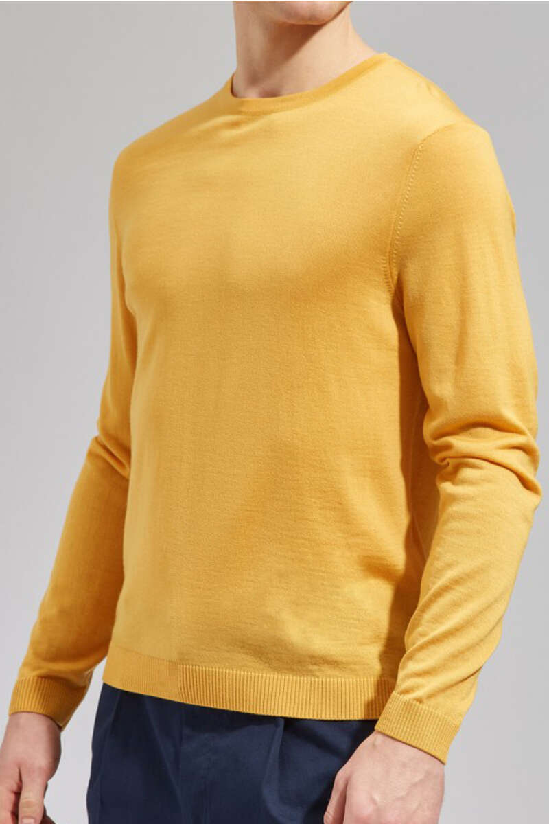 MAERZ Modern Fit Pullover Rundhals gold, einfarbig 50 MAERZ Modern Fit Pullover Rundhals gold, einfarbig 50