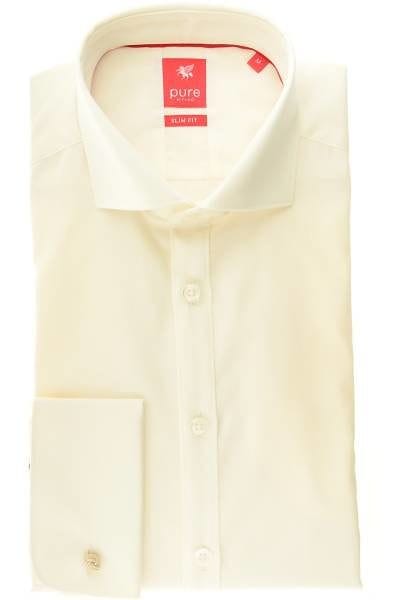 Pure Hemd - Slim Fit - beige, Einfarbig