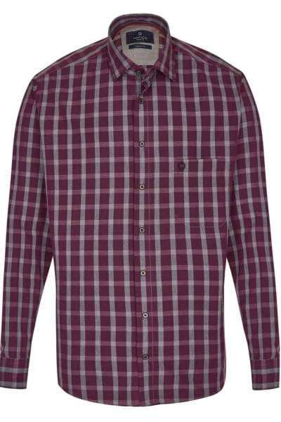 Hatico Regular Fit Hemd bordeaux, Kariert