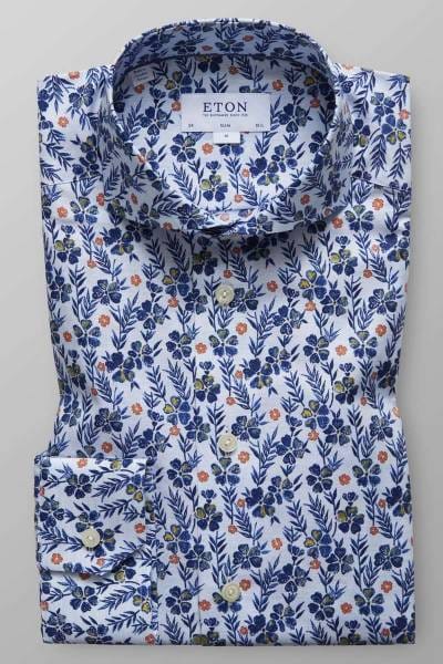 ETON Slim Fit Hemd blau/weiss, Gemustert