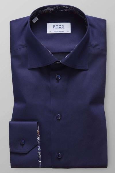 Eton Contemporary Fit Hemd dunkelblau, Einfarbig