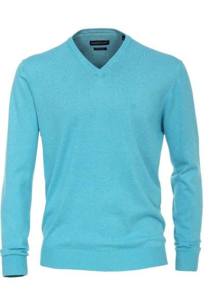 Casa Moda Strickpullover V-Auschnitt helltürkis, einfarbig