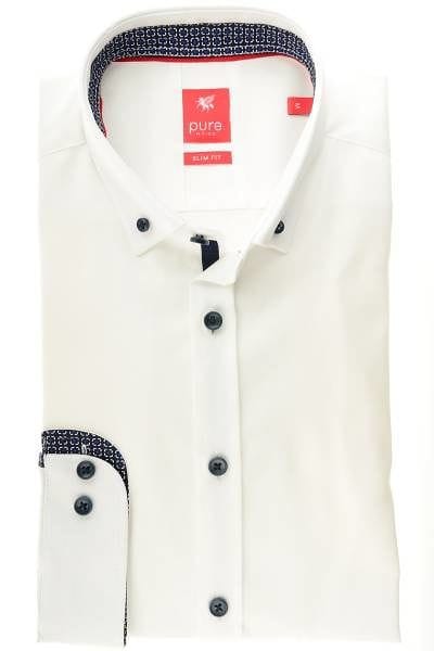 Pure Hemd - Slim Fit - weiss, Einfarbig