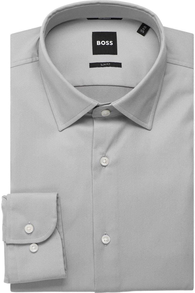 BOSS Slim Fit shirt silver, One Colour | Businesshemden.com