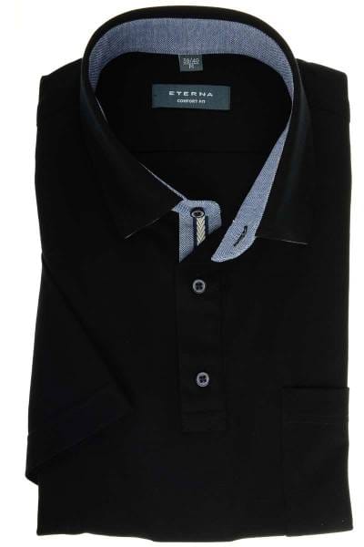 ETERNA Comfort Fit Hemd schwarz, Einfarbig