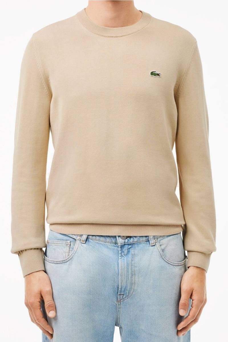 Neck Strickpullover Beige Herren Lacoste Regular Fit Herren