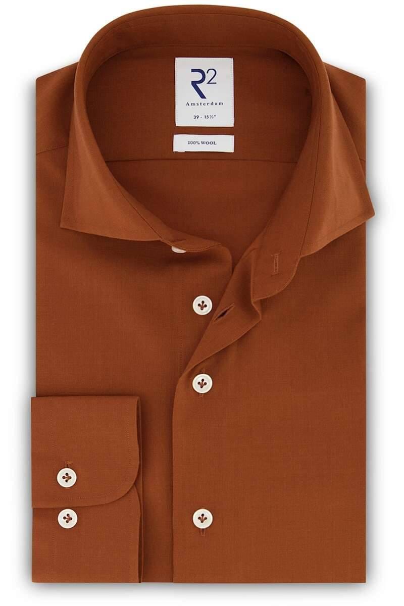 R2 Amsterdam Modern Fit Wool shirt orange, One Colour