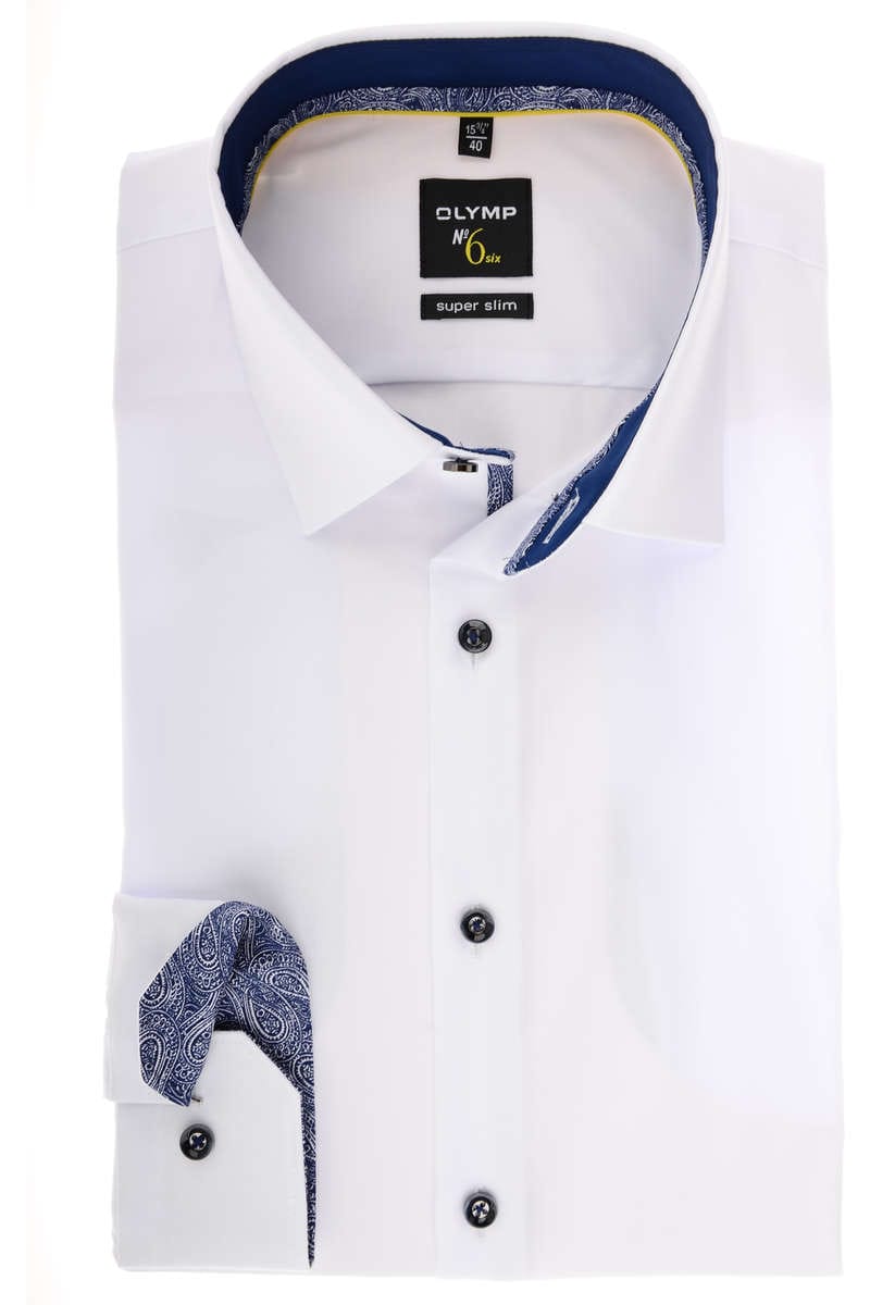 Olymp No. Six Super Slim Hemd weiss, Einfarbig 40 - M Olymp No. Six Super Slim Hemd weiss, Einfarbig 40 - M