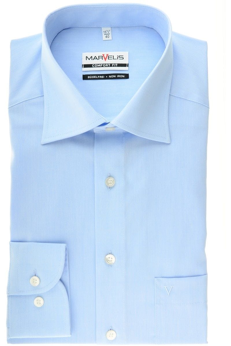 Marvelis Hemd - Comfort Fit - bleu, Einfarbig 45 - XXL Marvelis Hemd - Comfort Fit - bleu, Einfarbig 45 - XXL