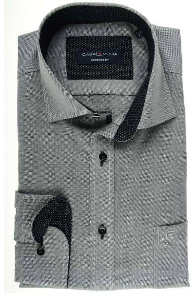 Casa Moda Comfort Fit Hemd schwarz/weiss, Strukturiert