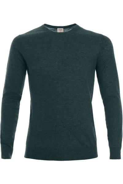 OLYMP Level Five Strickpullover Rundhals dunkelgrün, einfarbig