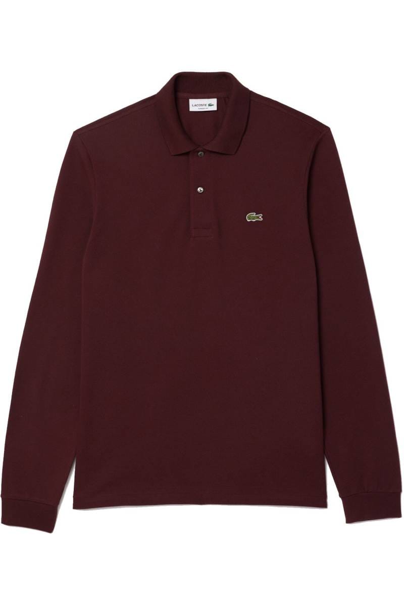 Lacoste Classic Fit Polo manches longues rouge vin, Unicolore