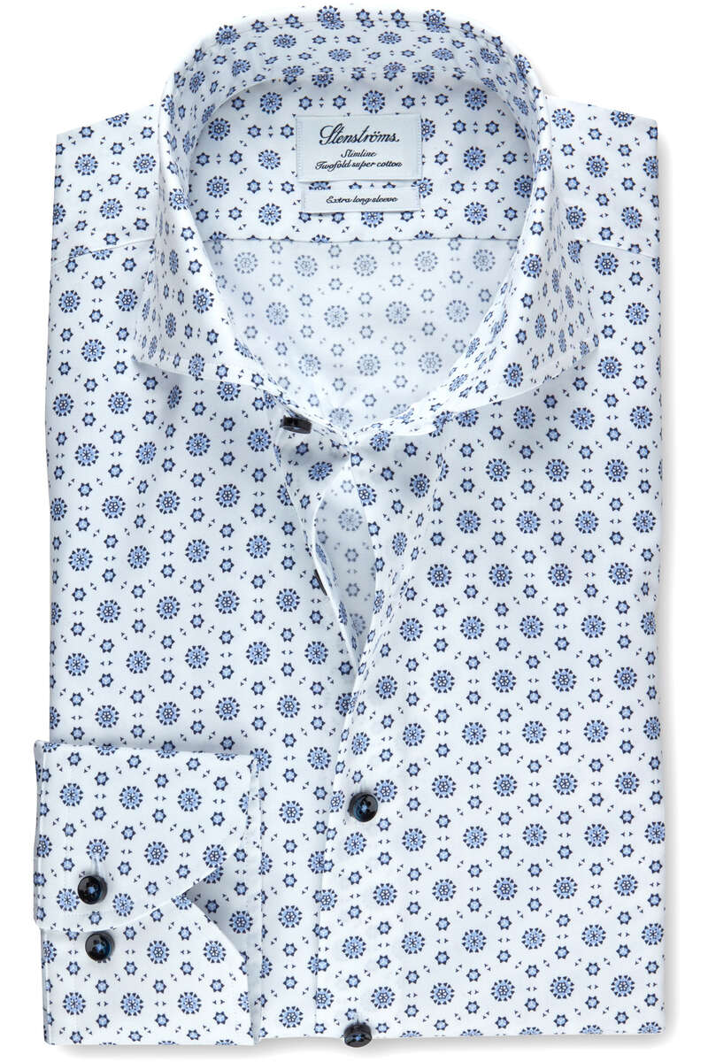 Stenströms Slimline Hemd weiss/blau, Gemustert (extra langer Arm) 40 - M Stenströms Slimline Hemd weiss/blau, Gemustert (extra langer Arm) 40 - M